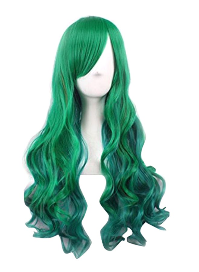 نتجو شعر مستعار صناعي مقاوم للحرارة بجزء دانتيل أمامي للتثبيت أخضر