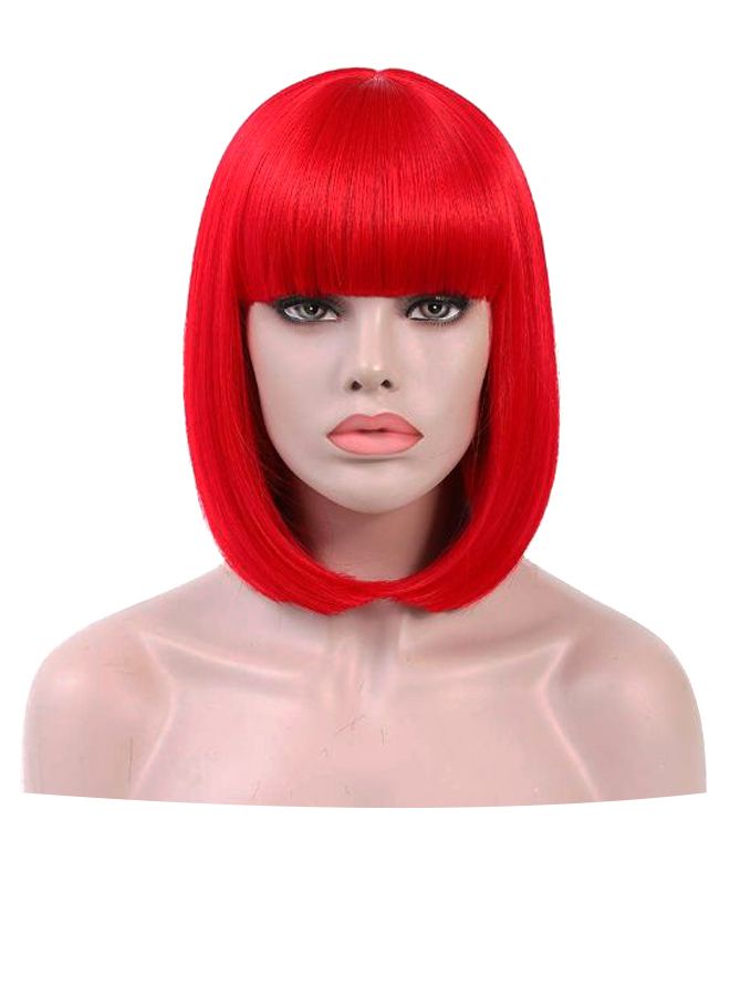 روزا ستار شعر مستعار تنكري قصير وأملس أحمر 12بوصة - Image 1