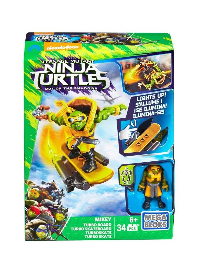 ميجا بلوكس طقم تركيب شخصية مايكي من سلاحف النينجا مع لوح توربو من 34 قطعة طراز DPF76 DPF76 34 أكبر من 6 سنوات - Image 2
