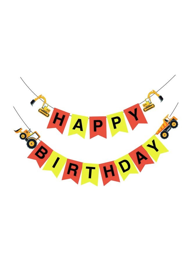 بالونيستيكس شريط زينة عيد الميلاد بتصميم مركبات بناء وعبارة "Happy Birthday" - Image 1