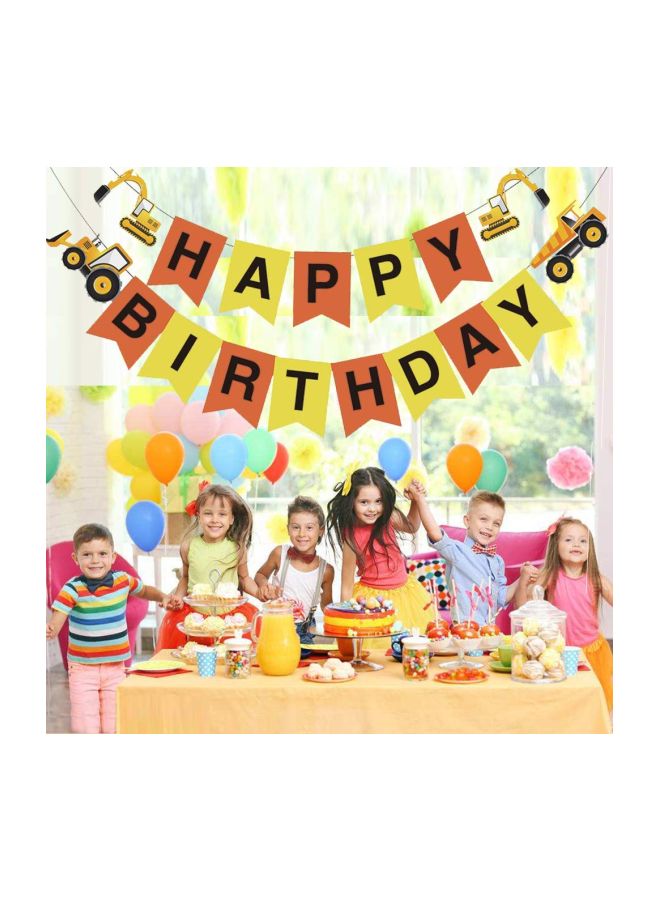 بالونيستيكس شريط زينة عيد الميلاد بتصميم مركبات بناء وعبارة "Happy Birthday" - Image 3