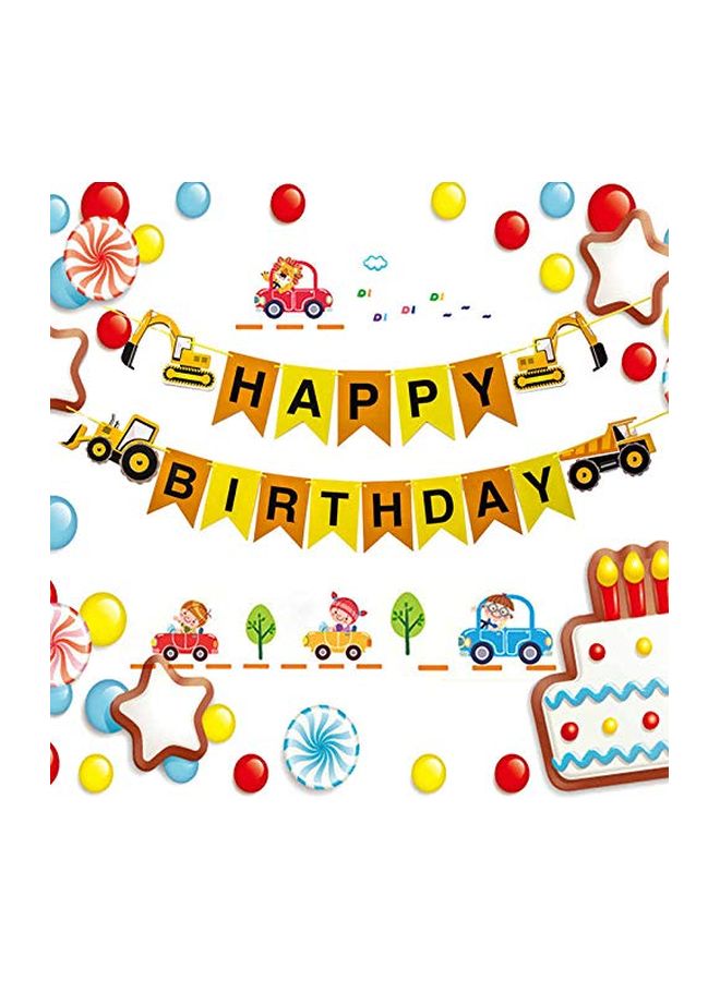 بالونيستيكس شريط زينة عيد الميلاد بتصميم مركبات بناء وعبارة "Happy Birthday" - Image 2