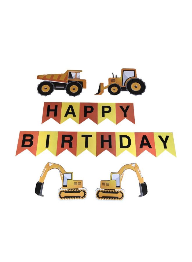 بالونيستيكس شريط زينة عيد الميلاد بتصميم مركبات بناء وعبارة "Happy Birthday" - Image 5