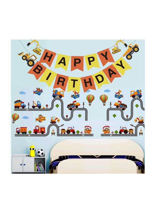 بالونيستيكس شريط زينة عيد الميلاد بتصميم مركبات بناء وعبارة "Happy Birthday" - Image 4