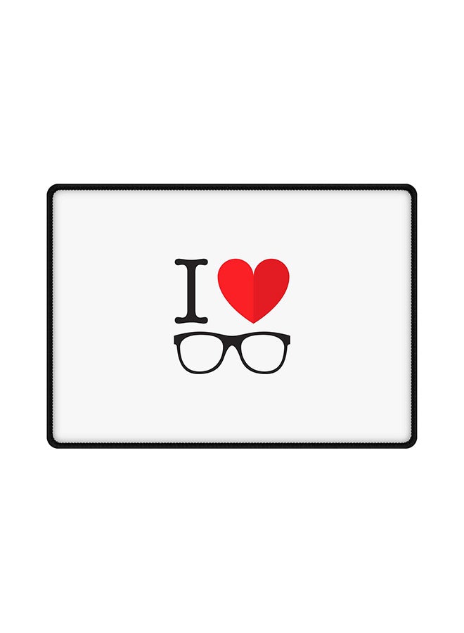 Stylizedd I Love Glasses Printed Mouse Pad With Non Slip Rubber Base White/Red/Black