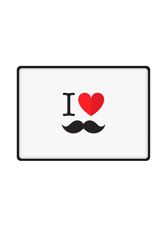 ستايلايزد لوحة ماوس بطبعة عبارة "I Love Moustache" ومزودة بقاعدة مطاطية مضادة للانزلاق متعدد الألوان
