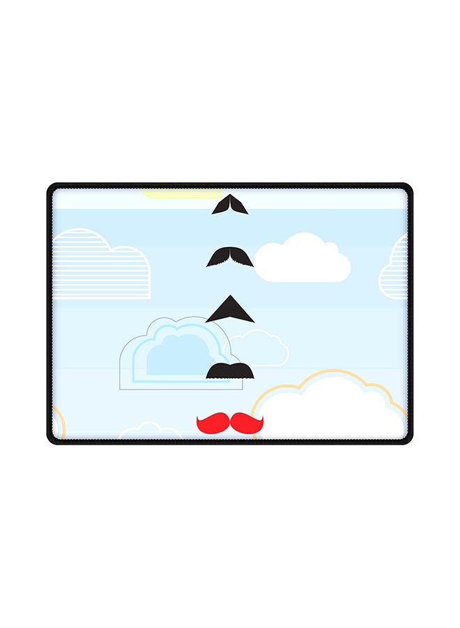 ستايلايزد لوحة ماوس بتصميم أشكال شوارب متعددة مع قاعدة مزينة بنقشة قلوب بنمط بكسل متعدد الألوان