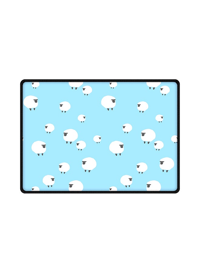 ستايلايزد لوحة ماوس مزينة بنقش خراف أزرق / أبيض