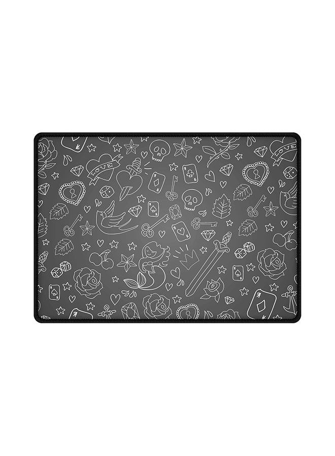 Stylizedd Doodles Mouse Pad With Non Slip Rubber Base Grey