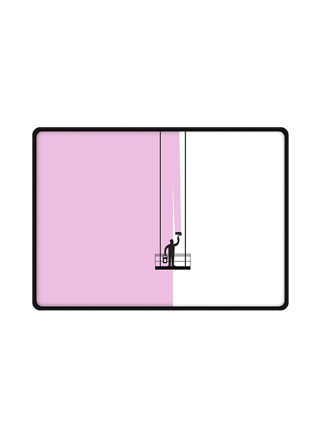 ستايلايزد لوحة ماوس مزينة برسمة رجل على حمّالة يقوم بالطلاء مع قاعدة من المطاط مضادة للانزلاق متعدد الألوان