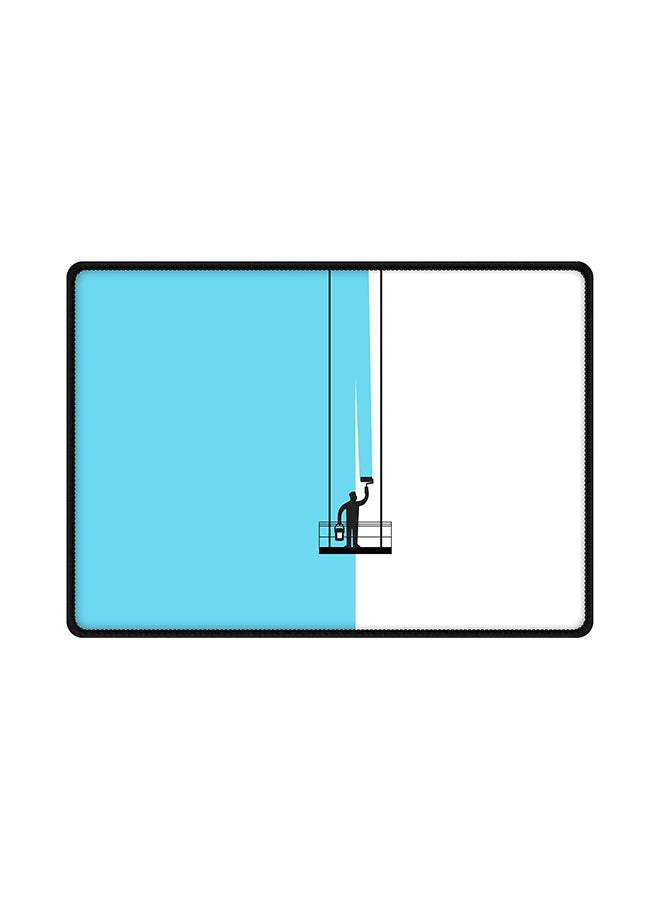 ستايلايزد لوحة ماوس مضادة للانزلاق وبقاعدة مطاطية ومزينة بطبعة أزرق / أبيض