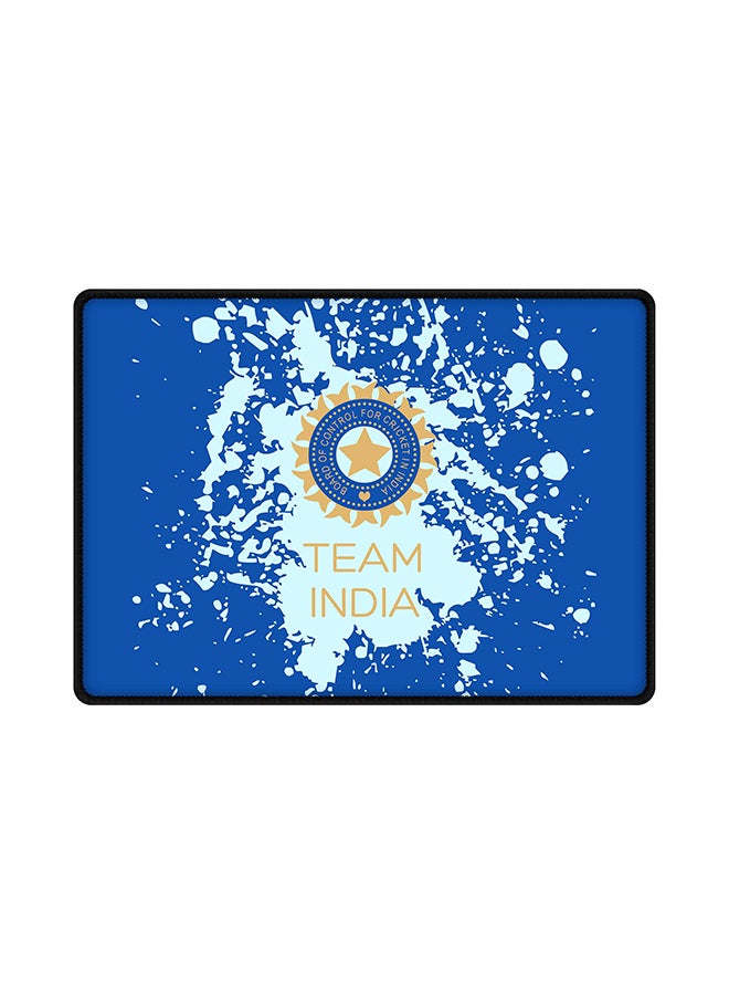 ستايلايزد لوحة ماوس مطبوع عليها عبارة "Team India" مع قاعدة من المطاط مضادة للانزلاق أزرق