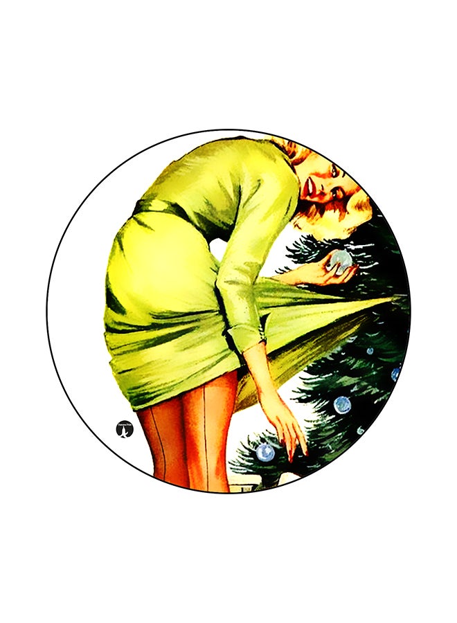 BP Vintage Art Printed Round Mouse Pad Multicolour