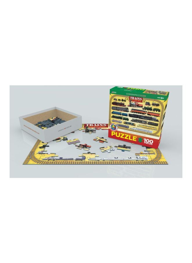 يورو جرافيكس لعبة أحجية تركيب الصور المقطعة بتصميم قطارات مكونة من 100 قطعة طراز Eurokids-0090  - Image 3