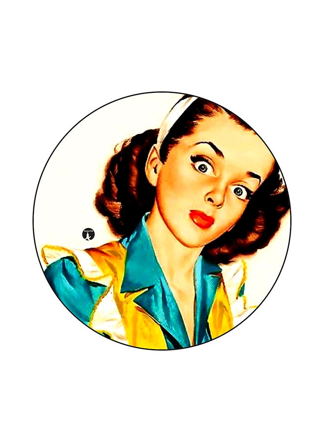 BP Vintage Art Printed Round Mouse Pad Multicolour