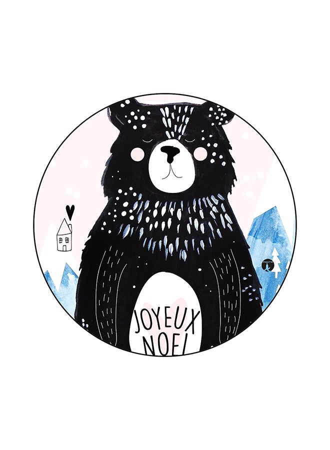 A Bear Printed Round Mouse Pad Multicolour