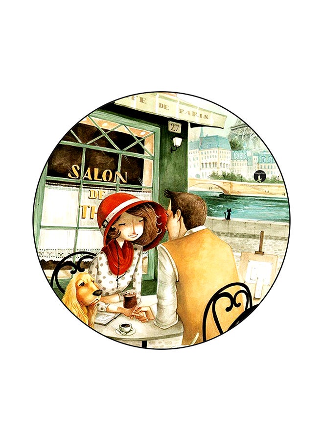 BP A Man And Woman Printed Round Mouse Pad Multicolour