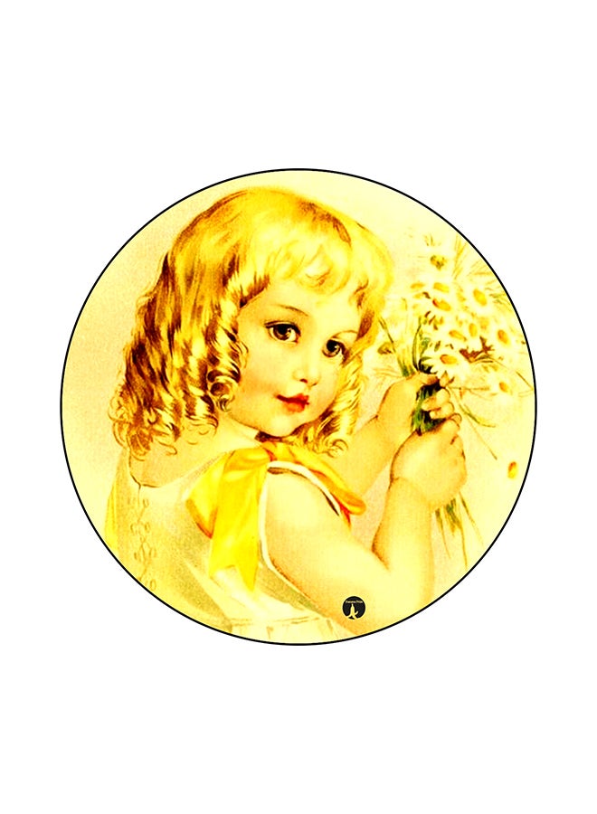 BP Vintage Art Printed Round Mouse Pad Yellow