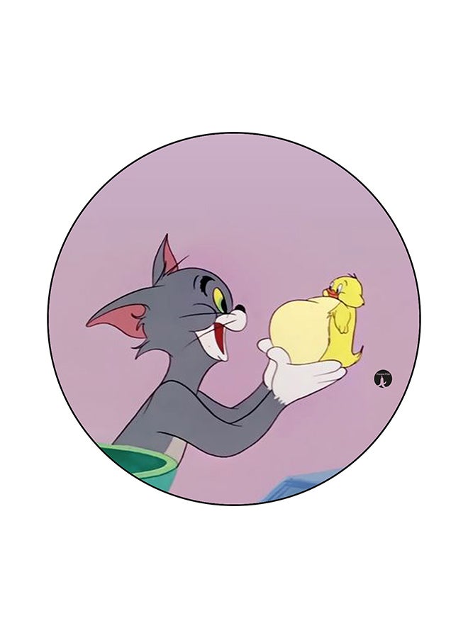 بي بي لوحة ماوس دائرية مطبوع عليها شخصيتان من مسلسل الرسوم المتحركة "Tom And Jerry" متعدد الألوان