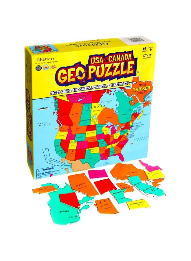 Geotoys 69-Piece USA And Canada Geo Jigsaw Puzzle Set 104 - Image 1