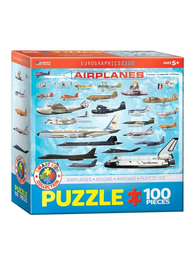 يورو جرافيكس أحجية تركيب الصور المقطعة بتصميم الطائرات من 100 قطعة طراز EUROKIDS-0086 - Image 1