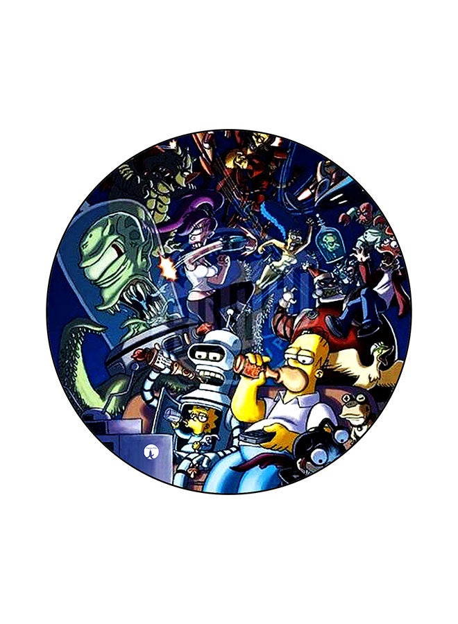 BP Futurama And The Simpsons Printed Round Mouse Pad Multicolour