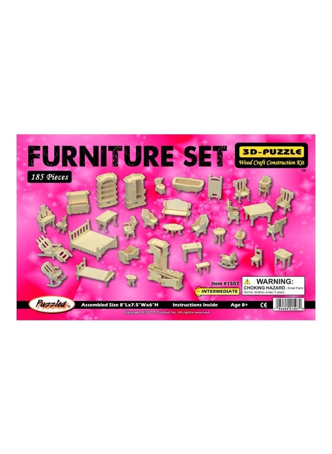 Puzzled 185-Piece Wooden Dollhouse Furniture Set 3D Puzzle 1507  - Image 3