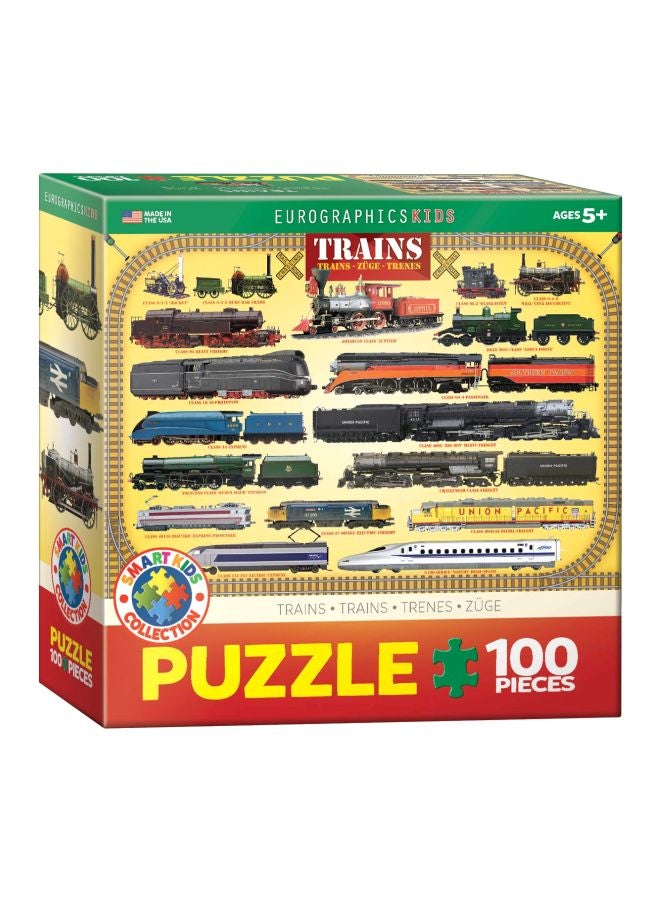 يورو جرافيكس لعبة أحجية تركيب الصور المقطعة بتصميم قطارات مكونة من 100 قطعة طراز Eurokids-0090  - Image 1