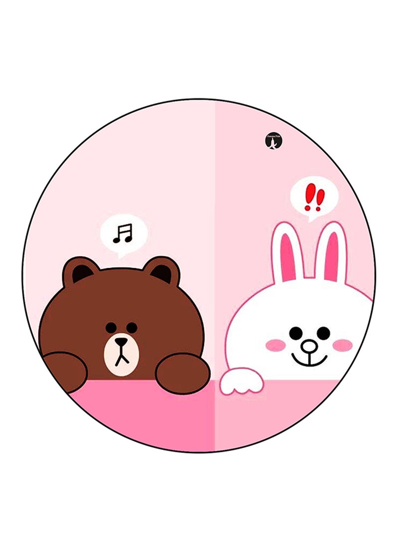 BP Bear And Rabbit Printed Round Pin Badge Multicolour - Image 1