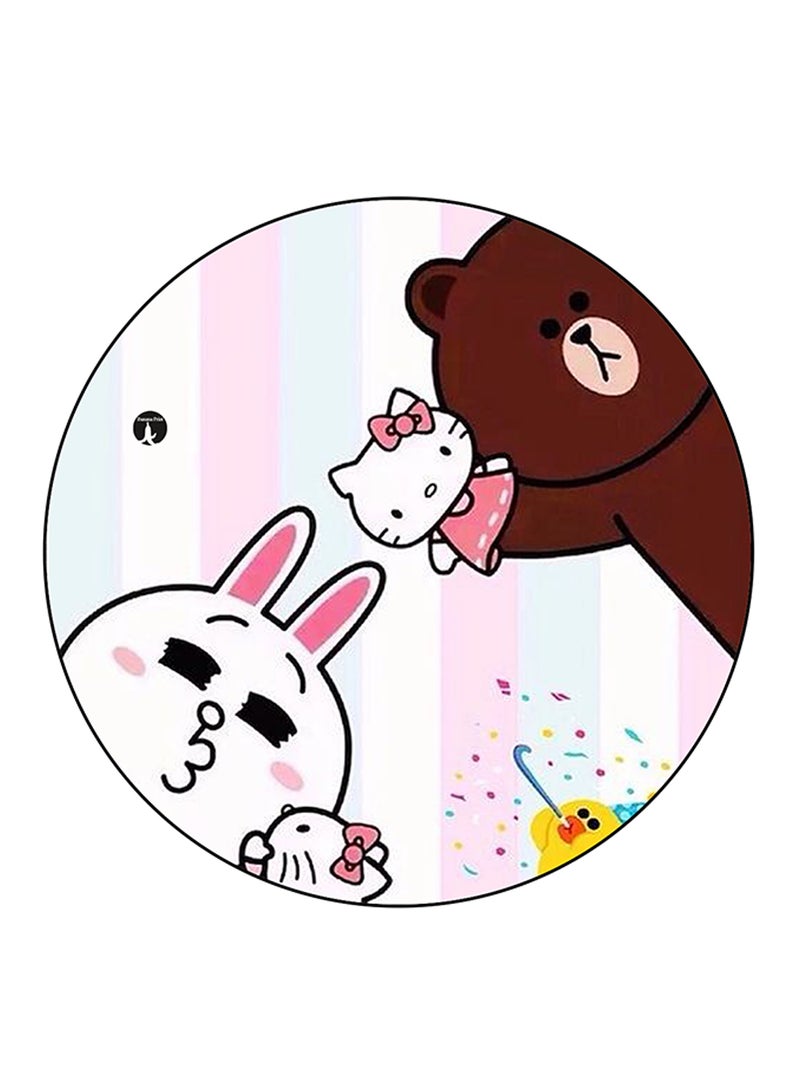 BP Bear And Rabbit Printed Round Pin Badge Multicolour - Image 1