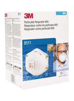 3M Cool Flow Exhalation Valve Particulate Respirator 8511, N95, Pack of 10 Silver  - Image 4