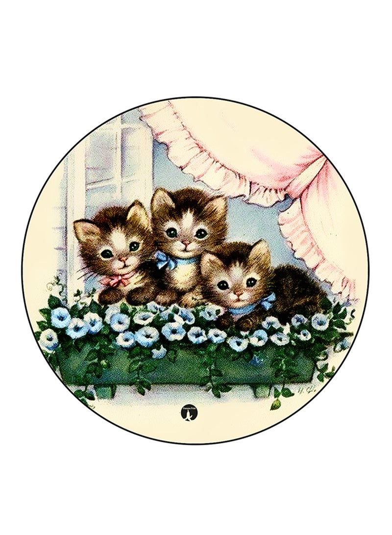 BP Cats Printed Round Pin Badge Multicolour - Image 1