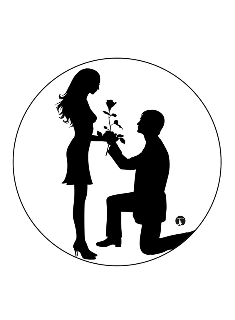 BP Man And Woman Printed Round Pin Badge Black/White - Image 1