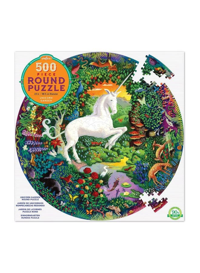 eeboo 500-Piece Unicorn Garden Round Puzzle PZFUNG 23inch  - Image 2