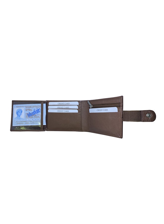 كرافت محفظة ثنائية الطي مزودة بفتحة لبطاقة الائتمان وجيب للعملات بني - Image 4