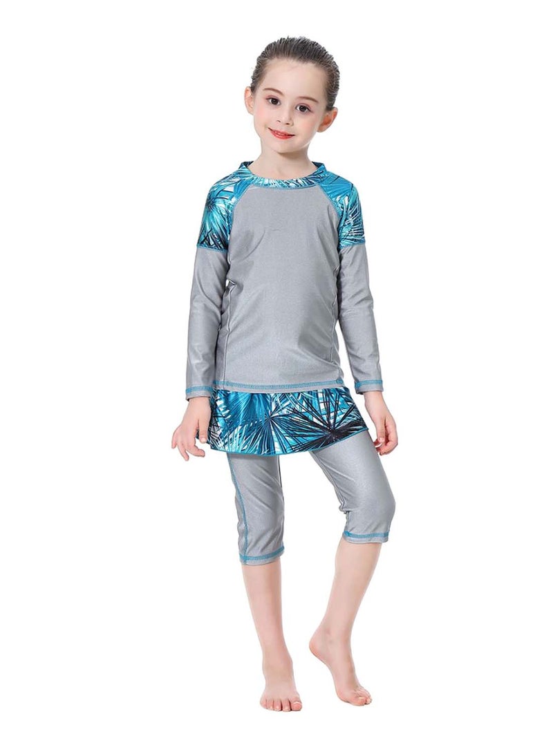 Hanyimidoo 3-Piece Swimsuit Set Grey/Blue  - Image 4
