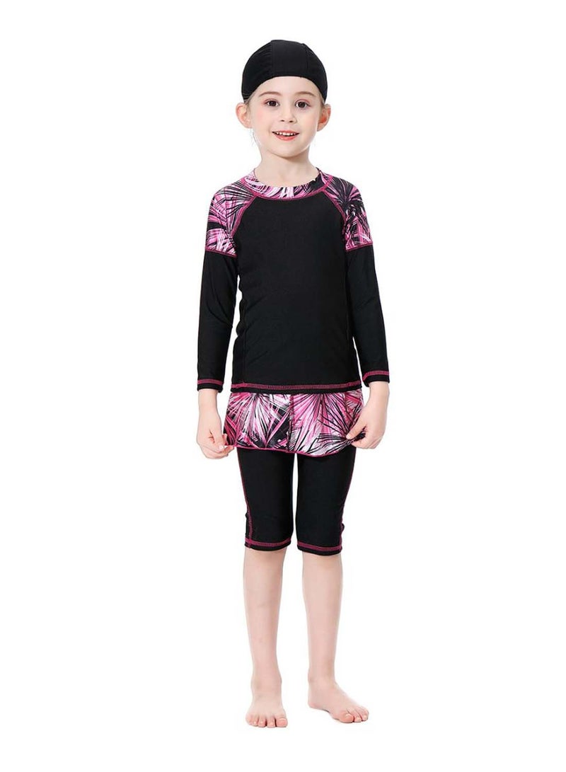 Hanyimidoo 3-Piece Swimsuit Set Black/Pink  - Image 2