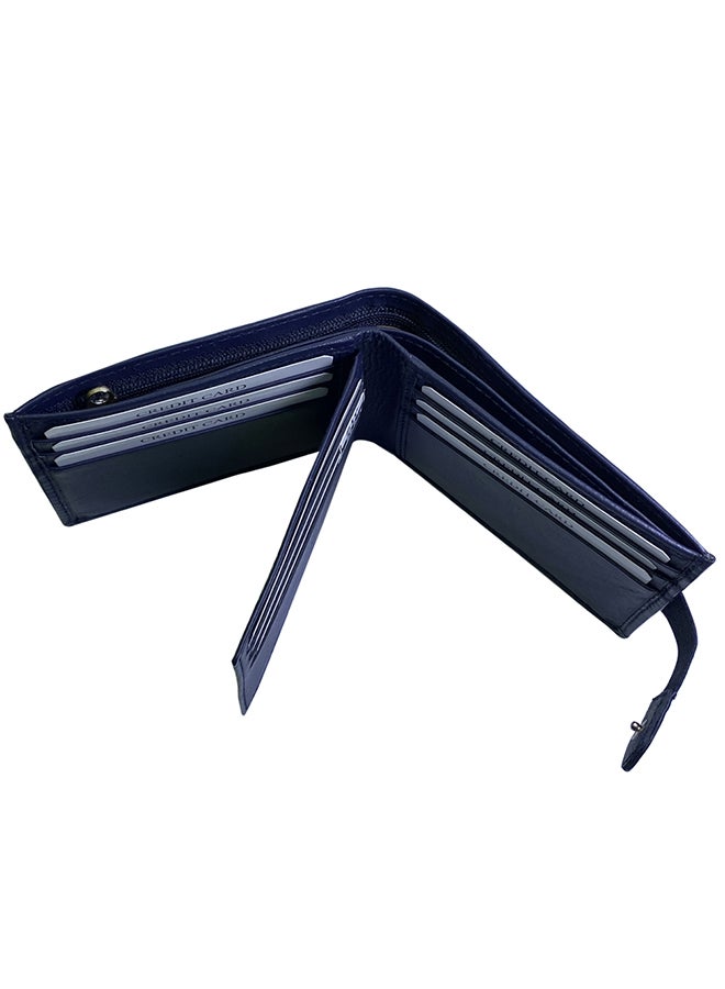 كرافت محفظة ثنائية الطي مزودة بفتحة لبطاقة الائتمان وجيب للعملات أزرق - Image 3