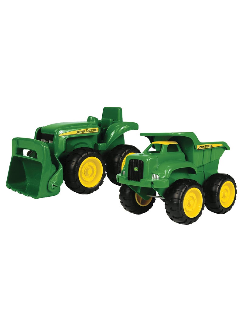 John Deere Sandbox Construction Site Truck And Tractor Vehicle 6inch  - Image 1