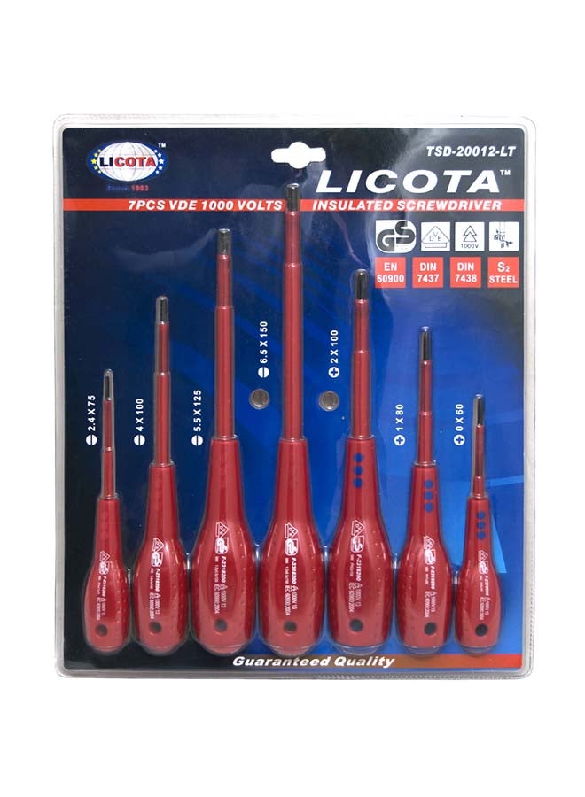 LICOTA 7-Piece VDE Insulated Screwdriver Set Red 34X28.5X4cm - Image 1