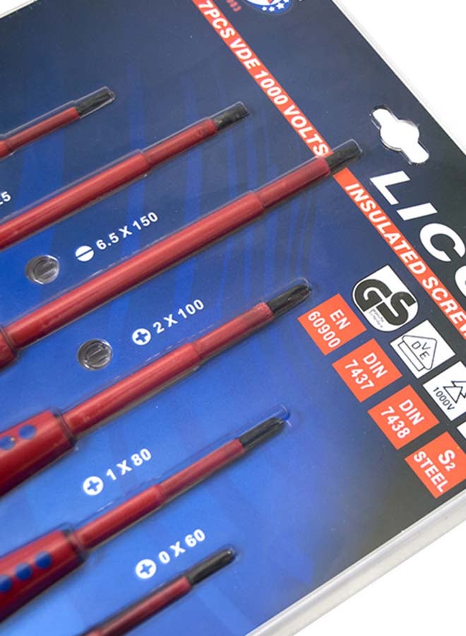 LICOTA 7-Piece VDE Insulated Screwdriver Set Red 34X28.5X4cm - Image 3