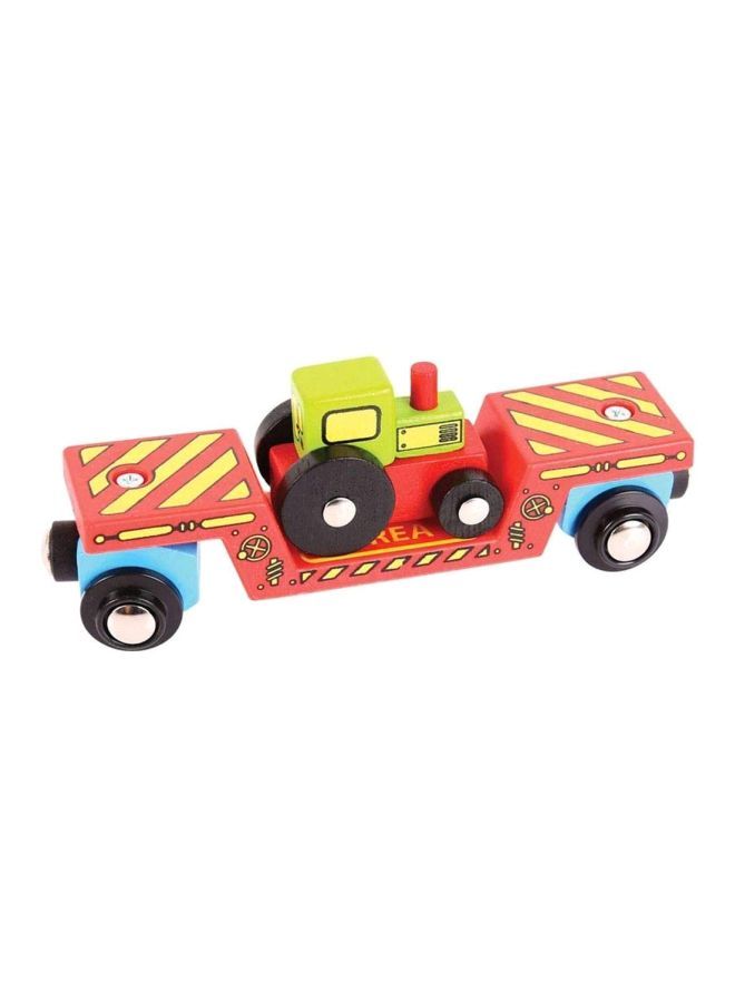 Bigjigs Rail 2-Piece Wooden Rail Tractor Low Loader BJT413 Multicolour  - Image 2