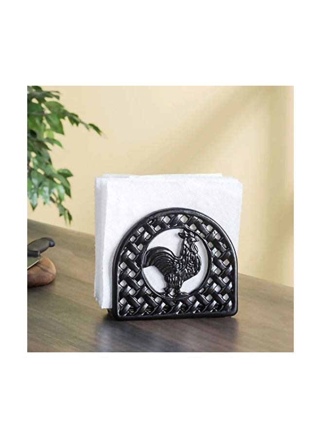 Home Basics - Iron Rooster Napkin Holder Black 5.5x2x4.8inch - Image 1
