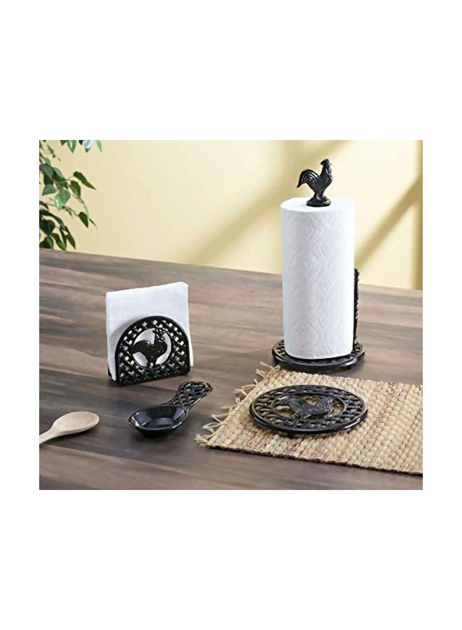 Home Basics - Iron Rooster Napkin Holder Black 5.5x2x4.8inch - Image 1