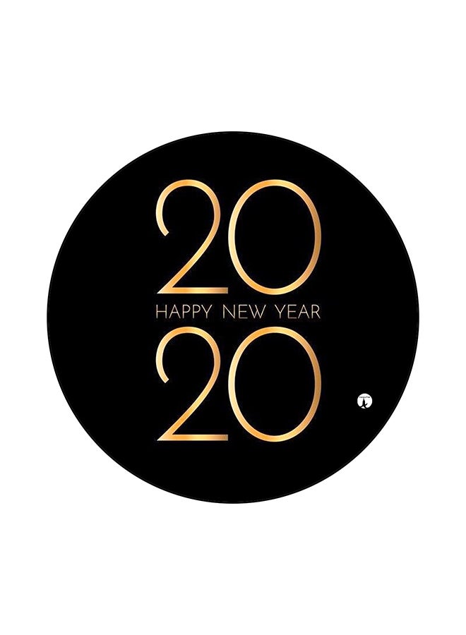 Happy New Year Printed Mouse Pad Black/Gold