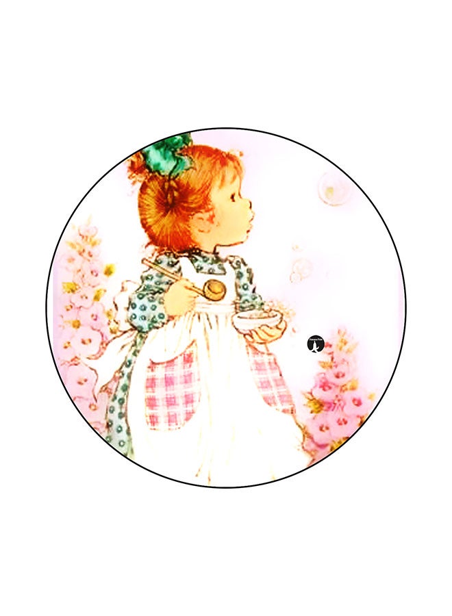 A Girl Printed Round Mouse Pad Multicolour