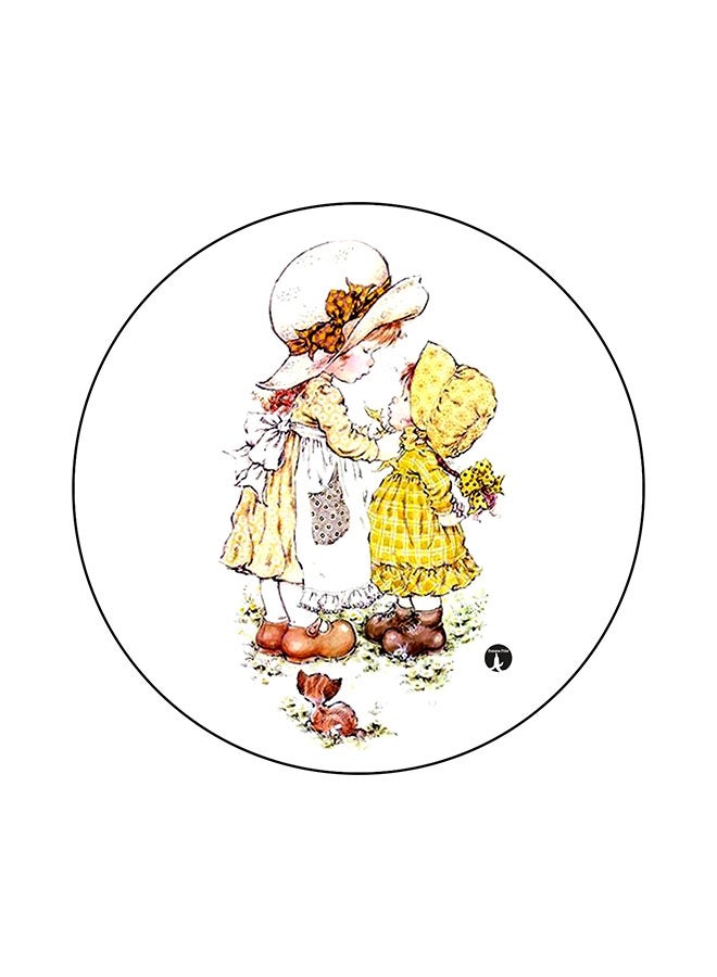 BP Vintage Art Printed Mouse Pad White/Yellow/Brown