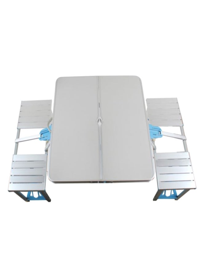 Generic Picnic Table With 4 Chair Silver/Blue 86 x 67centimeter  - Image 1