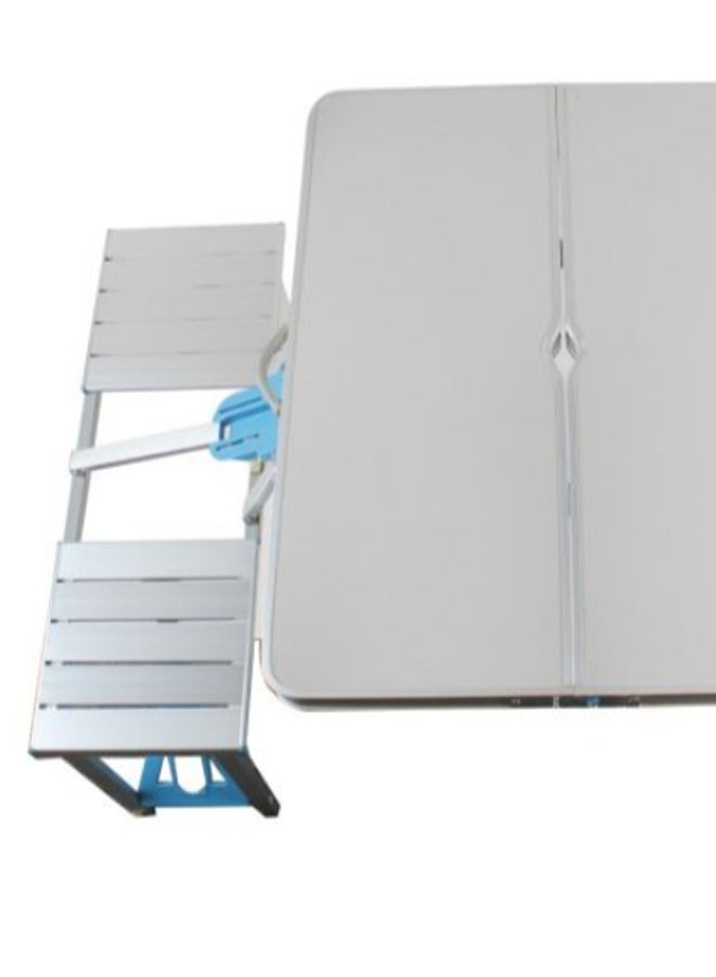 Generic Picnic Table With 4 Chair Silver/Blue 86 x 67centimeter  - Image 2