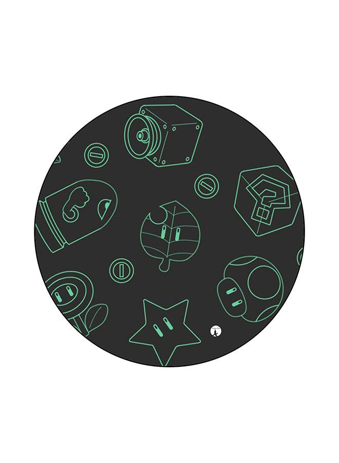 BP Round Shape Ultra Smooth Printed Mouse Pad Black/Green